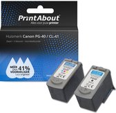 PrintAbout - Inktcartridge / Alternatief voor de Canon PG-40 / Zwart + 3 Kleuren