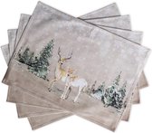 Deer in The Woods 100% katoen set met 4 placemats voor de eettafel | keuken | bruiloft | dagelijks gebruik | diners | Thanksgiving / Kerstmis (33 cm x 48 cm)