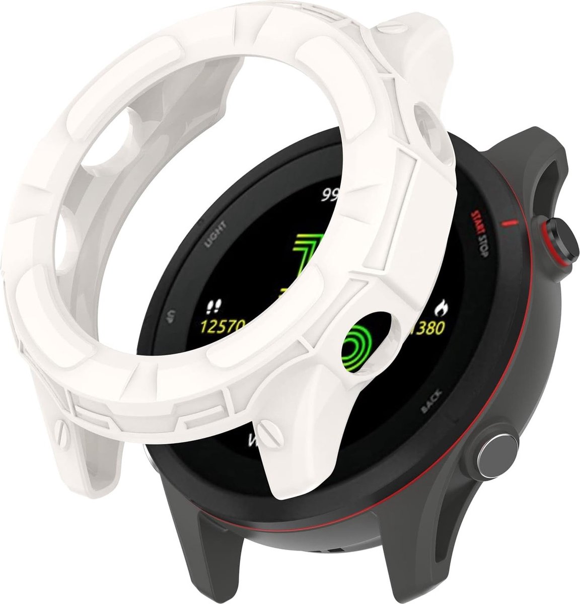 Strap-it TPU case - zacht bescherm hoesje geschikt voor Garmin Forerunner 955 - ivoor wit