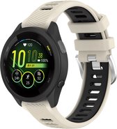 Strap-it Sport siliconen smartwatch bandje 20mm - geschikt voor Garmin Venu / Venu SQ / SQ 2 / Venu 2 Plus / Vivoactive 3 / Vivoactive 5 / Vivomove (HR - Style - Luxe - Sport) / Forerunner 245 / 645 / 55 / 165 - beige/zwart