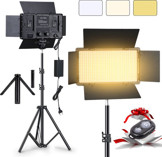 Luminex Pro U800- studiolamp - fotografie accessoires - statief 2m - bluetooth afstandbediening - beter dan ringlamp - softbox studiolamp 3200k tot 5600k - 50 W - Studio lamp
