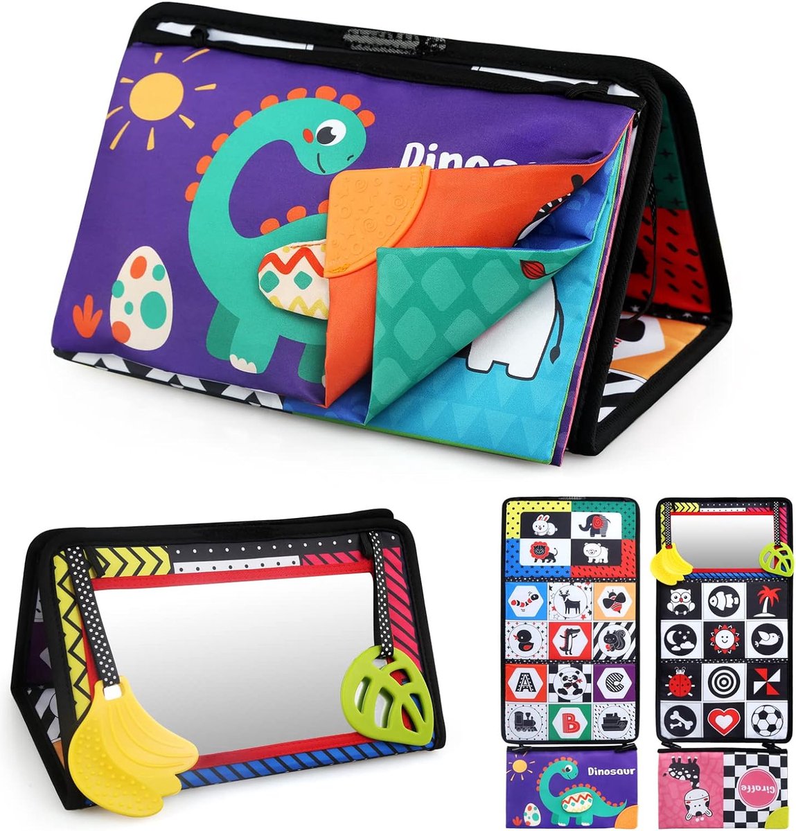 Miroir de sol noir et blanc pour bébé, jouets sensoriels pour bébé