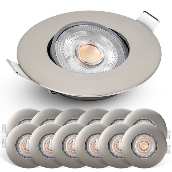Emos Exclusive 2700K Warm Wit LED lumen LED Spotjes inbouwdiepte Inbouwspots nikkel 50°