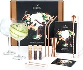 Cocora Gin Tonic Coffret cadeau – Set à cocktail 12 pièces en acier inoxydable – Verres en cristal Tritan® – Boek de cocktails – Emballage cadeau de Luxe – Or rose