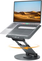 Laptop Standaard - Verstelbaar - Aluminium - Opvouwbaar - Verticaal - Met Koeling - Tot 20KG - Geschikt voor: 13 t/m 17 inch / MacBook Air / MacBook Pro 13/16 inch - Laptopstandaard - Laptop Verhoger - grijs
