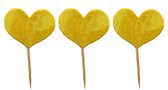 Cocktail prikkers Hartjes met glitter goud 12 stuks - ca.7cm - Valentijn/Liefde/Jubileum/Trouwen/Themafeest - feestartikelen versiering