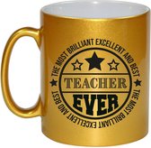 Bellatio Decorations Cadeau koffie/thee mok voor leraar - beste leraar - goud - 300 ml