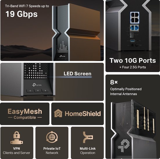 Routeur De Jeu Wi-Fi 7 TP-Link Archer GE230 - BE3600, 2 Ports 2,5 Gbit/s, RGB, HomeShield, Gamers Private Network - Pour Gaming Sans Lag