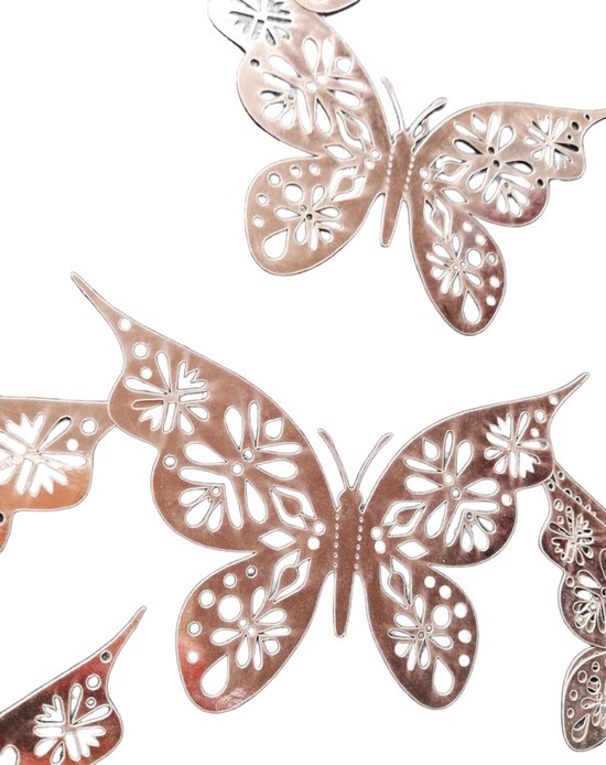 3D vlinder rosegoud muur stickers 12 delig