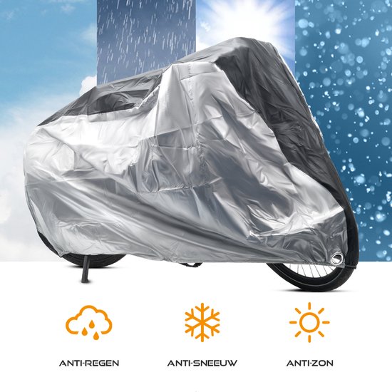 Fietshoes - Elektrische fiets, mountainbike, etc. - Fietsbeschermhoes - Fietshoes voor 1 fiets waterdicht - 200x70x110cm - zwart/zilver van VeloPro™ — afbeelding 4