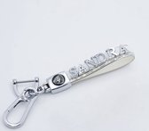 Sleutelhanger met naam gepersonaliseerd metalen schuivers - Kado Cadeau man / vrouw - white/silver/diamond sleutelhangers volwassenen