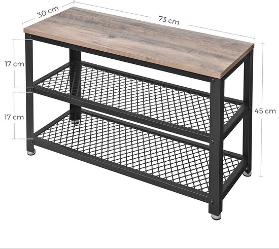 VASAGLE EKHO collectie - schoenenbank, bank, zitkist, entree, kunstleer, stiksels, mid-century moderne stijl, modern, draagvermogen tot 135 kg, 30 x 100 x 50 cm, karamelbruin LSB113K01