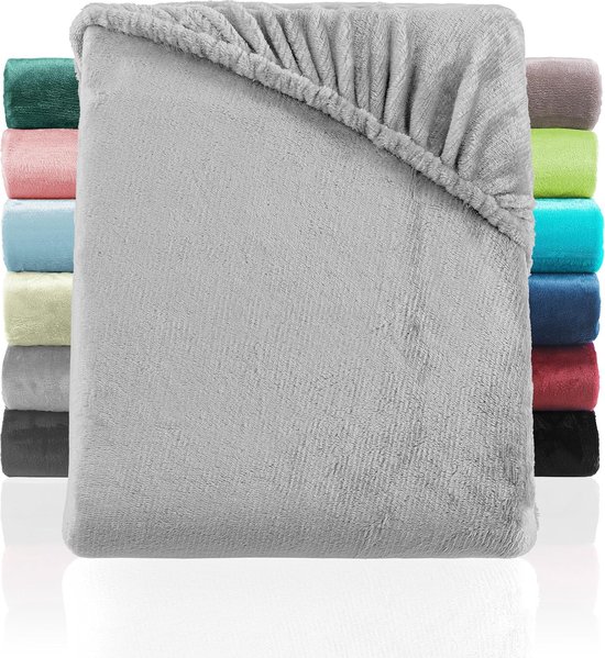 Hoeslaken Cashmere Touch, vergelijkbaar met nicky, teddy, coral fleece, hoeslaken 180 x 200 tot 200 x 200 cm, grijs