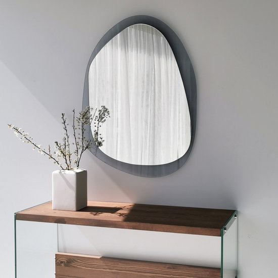 Locelso Wandspiegel | 100% Gehard Glas | 75x55 cm | Rookkleur | organische vorm