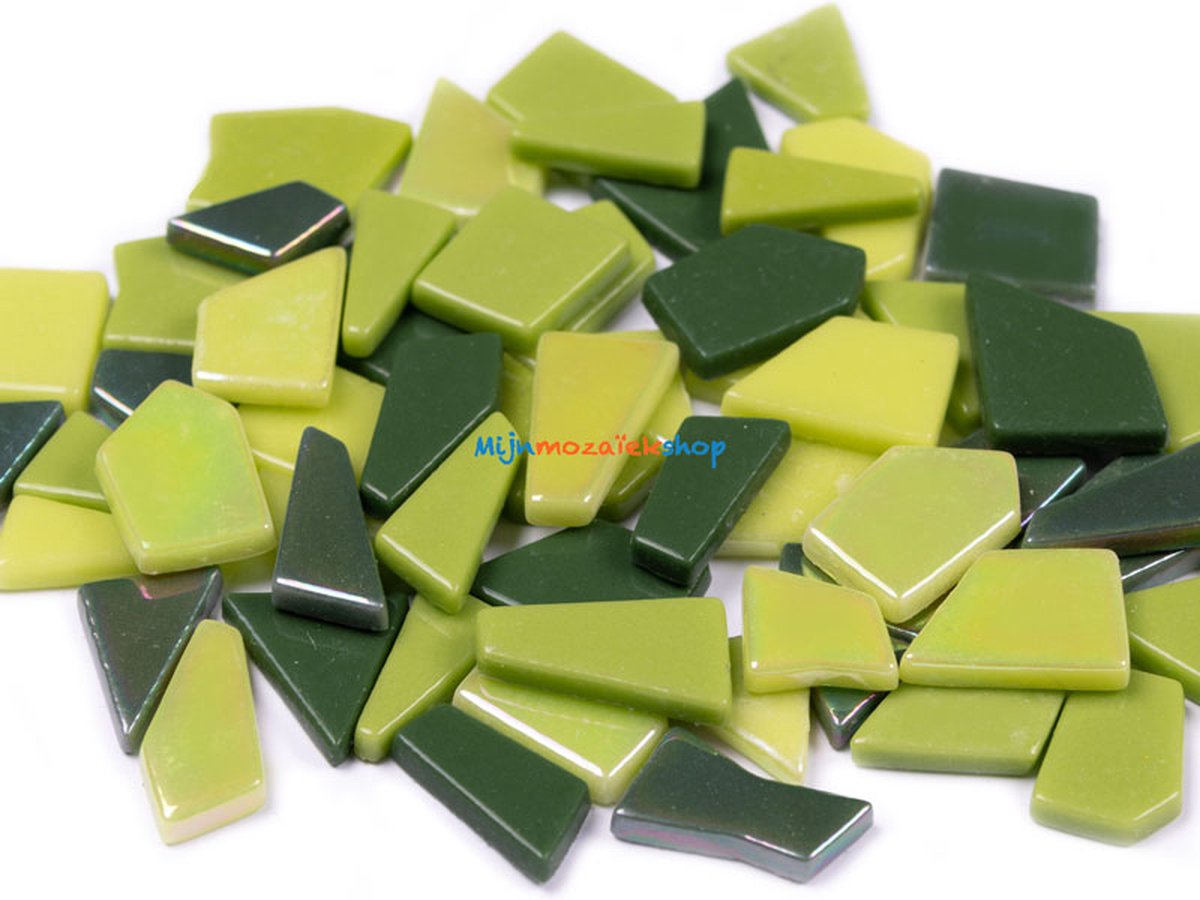 Mozaïeksteentjes Colorful puzzle - weidegroen mix; 500 gram XL-pack