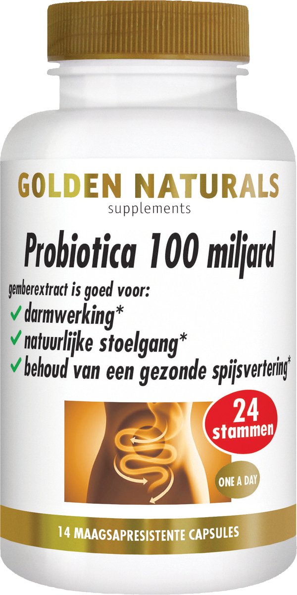 Goedkoopste Golden Naturals Probiotica 100 miljard (14 veganistische maagsapresistente capsules