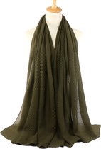 Ribbel / Crinkle Sjaal - Legergroen | Sjaal/Hijab/Hoofddoek | Polyester | 180 x 90 cm | Fashion Favorite