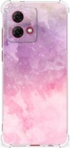 Smartphone hoesje Geschikt voor Motorola Moto G84 Stevige Telefoonhoesje met transparante rand Pink Purple Paint