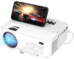 Mini Beamer - Streamen vanaf je telefoon - Input tot 1080P Full HD - Projector - Mini Projector - HDMI - USB - Wit / geel - Smartphone - Draagbaar - Ingebouwde speaker
