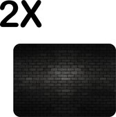 BWK Stevige Placemat - Zwarte Donkere Muur - Set van 2 Placemats - 40x30 cm - 1 mm dik Polystyreen - Afneembaar