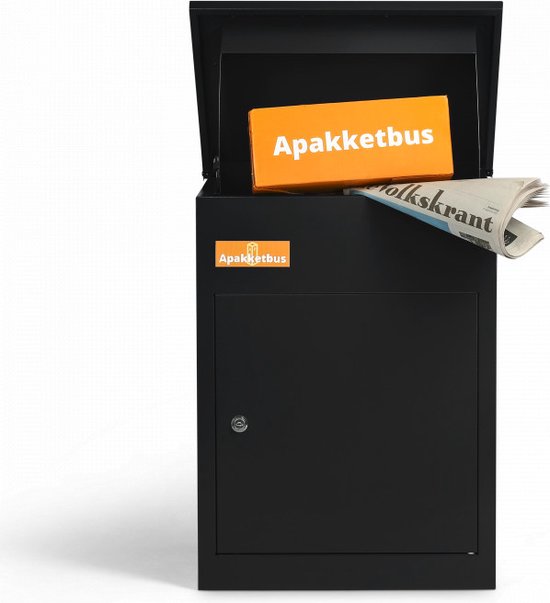 Apakketbus Compact zwart - Pakketbrievenbus - Pakketbus - Pakketbox - Muurmontage - GRATIS DEMPINGSMAT