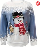 Livano Kersttrui - Dames - Foute Kersttrui - Christmas Sweater - Kerst Sweater - Christmas Jumper - Pyjama - Pullover - Sneeuwpop - Blauw - Maat M
