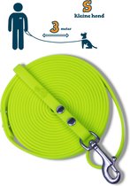Miqdi hondenriem - BioThane – neon geel – 3 meter lang – 9mm breed – XS/S – kleine hond