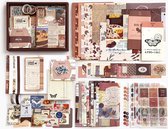 Simno Bullet Journal Set - 155 x pièces - Carnet A6 - Accessoires - Autocollants - Modèles - Produits - Washi Tape - Marqueurs - Album Scrapbook - Marron