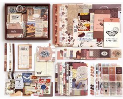 Simno Bullet Journal Set - 155 x stuks - Notitieboek A6 - Accesoires - Stickers - Sjablonen - Producten - Washi Tape - Scrapbook album - Bruin