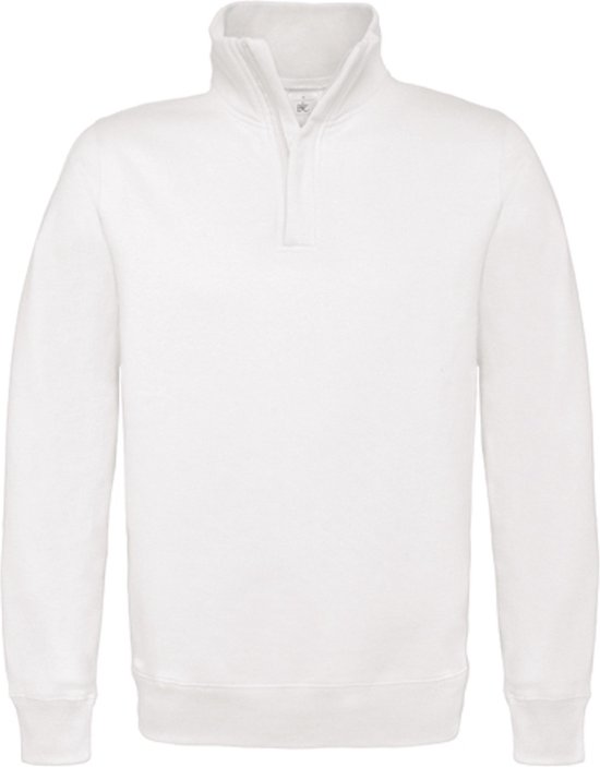 Sweatshirt 1/4 zip rits 'ID.004' B&C collectie Wit maat L