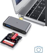 NÖRDIC CRD-022 USB-C Kaartlezer - 1xSD, 1xMicroSD, 1xUSB3.1 - 5Gbps - Grijs