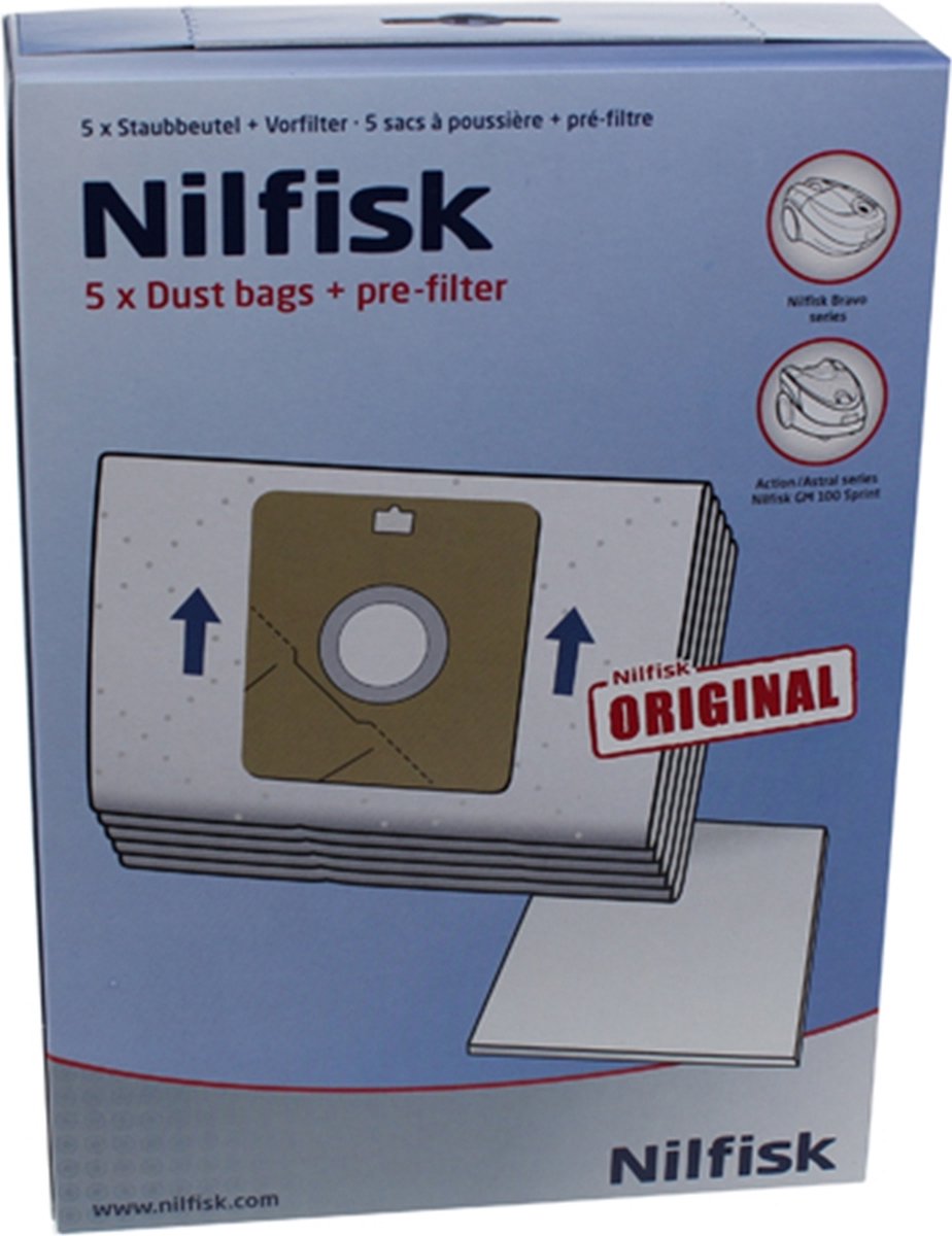 Sacs à poussière, 5 pièces, pour aspirateurs Action et Bravo – Nilfisk