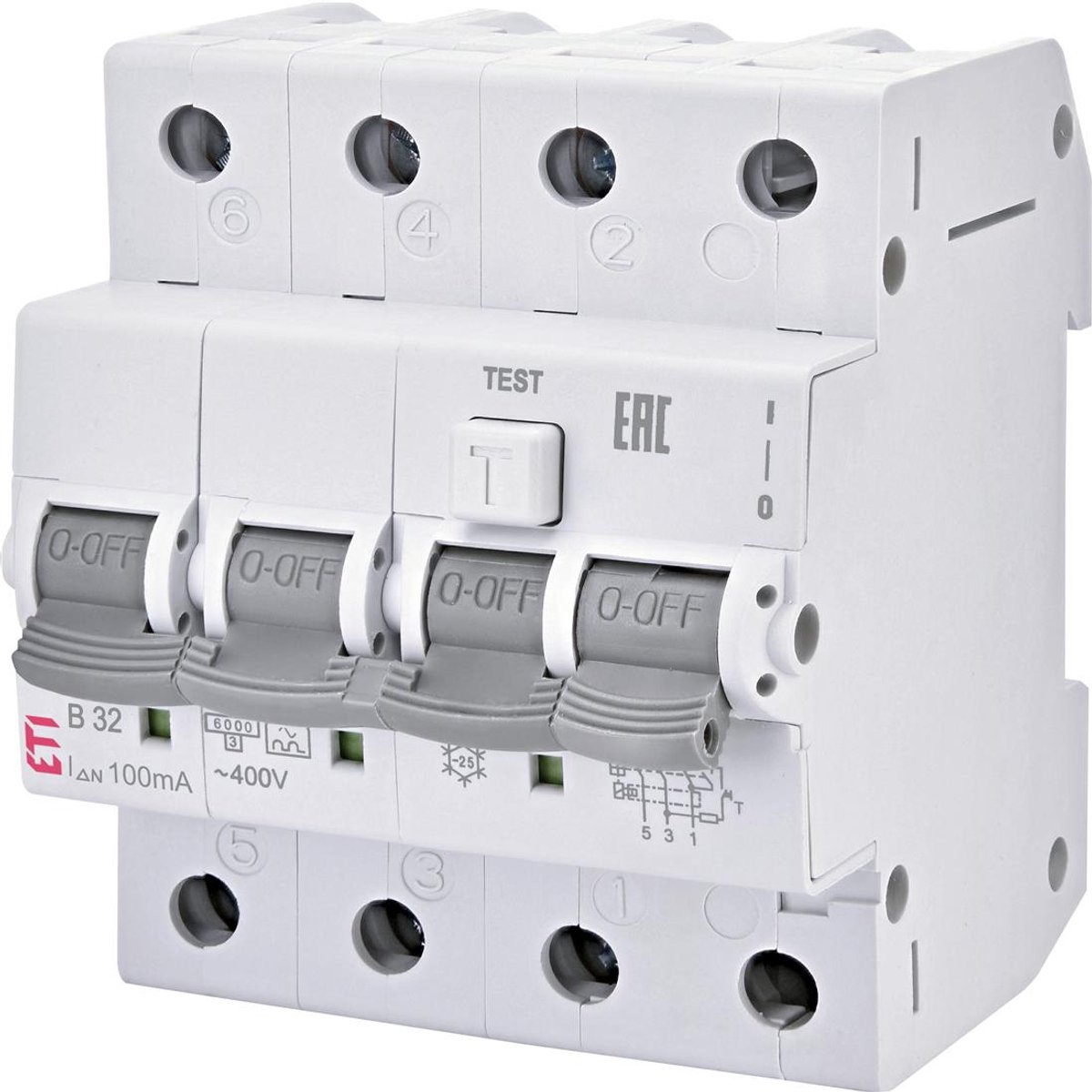 ETI aardlekautomaat 3-polig+nul 16A B-kar 30mA (431000153)