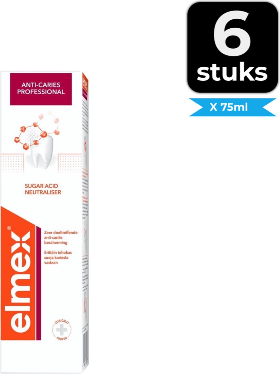 Elmex Tandpasta Anti-Cariës Professional 75 ml - Voordeelverpakking 6 stuks