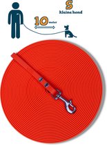 Miqdi lange lijn - BioThane – neon oranje - 10 meter lang – 9mm breed – XS/S – kleine hond – sleeplijn - géén handvat