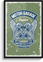 Fotolijst incl. Poster - Mancave - Auto - Motor - Retro - 60x90 cm - Posterlijst