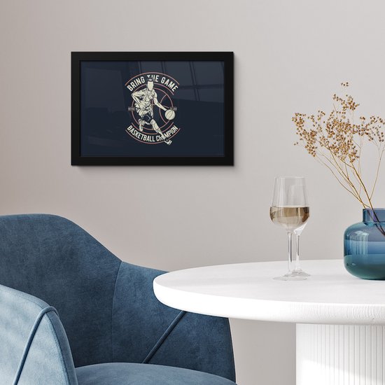 Affiche avec cadre Basketbal - Sport - Rétro - 30x20 cm