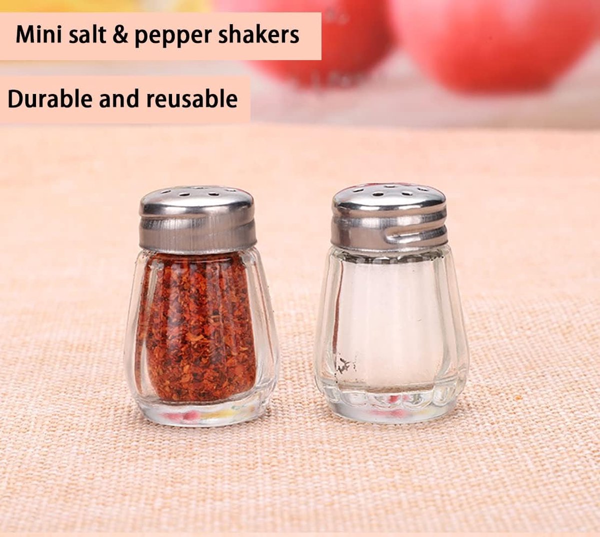 30 Pack Mini Spice Shakers, Kleine Zout Peper Glas Shaker met Mesh Top
