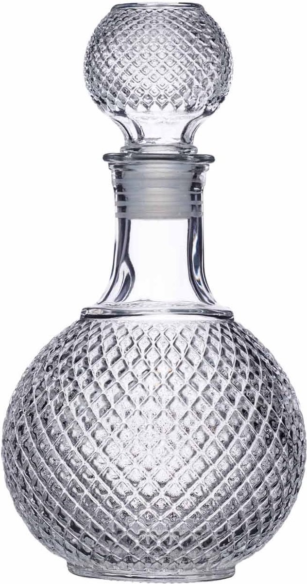 Whisky & Brandy Karaf, geslepen glas, afsluiting met siliconenafdichting, 1L