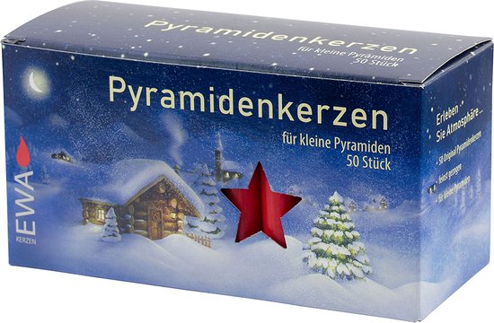 Pyramidekaarsen 50 st rood 14 x 74 mm. kerstkaarsen, adventskaarsen, kerstboomkaarsen, boomkaarsen, kaarsen