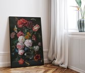 Schilderij op Canvas - 40 x 60 cm - Stilleven met Bloemen - Vaas met Bloemen - Jan Davidsz de Heem - Bloemen en Planten - Wanddecoratie - Muurdecoratie - Slaapkamer - Woonkamer