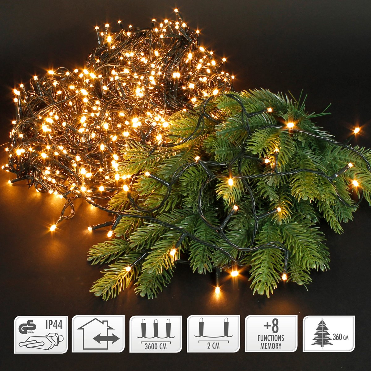 Kerstverlichting Cluster 1800 Led 36 Meter Wit (extra Warm) – foto 5