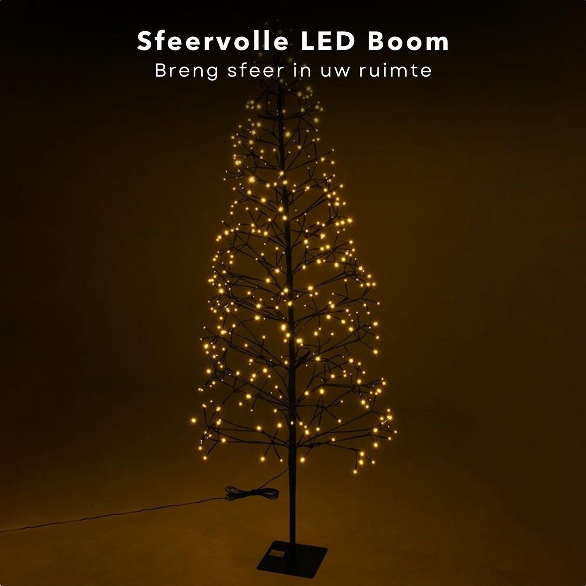 Sfeervolle Lichtboom - Kerstboom - 120 Cm - 160 Warm Witte LED's - Sfeerverlichting - Kerstverlichting - Kerstlampjes - Takken met Verlichting - Voor Binnen en Buiten - Met Metalen Standaard - 500 cm Aansluitsnoer - Kerstversiering – foto 6