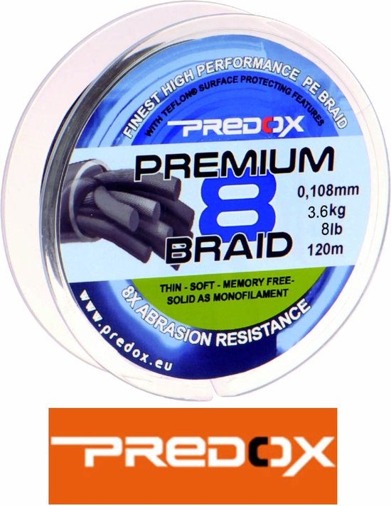 Predox Fusion Premium 8 Braid - Vislijn - Gevlochten vislijn - Diameter 0.126mm - Lengte 120m - Trekkracht 5.00 kg - Kleur Olive Green - Roofvis - Predox