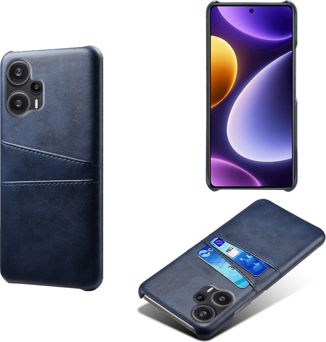 Backcover met Opbergvakjes + PMMA Screenprotector voor Xiaomi Poco F5 _ Blauw
