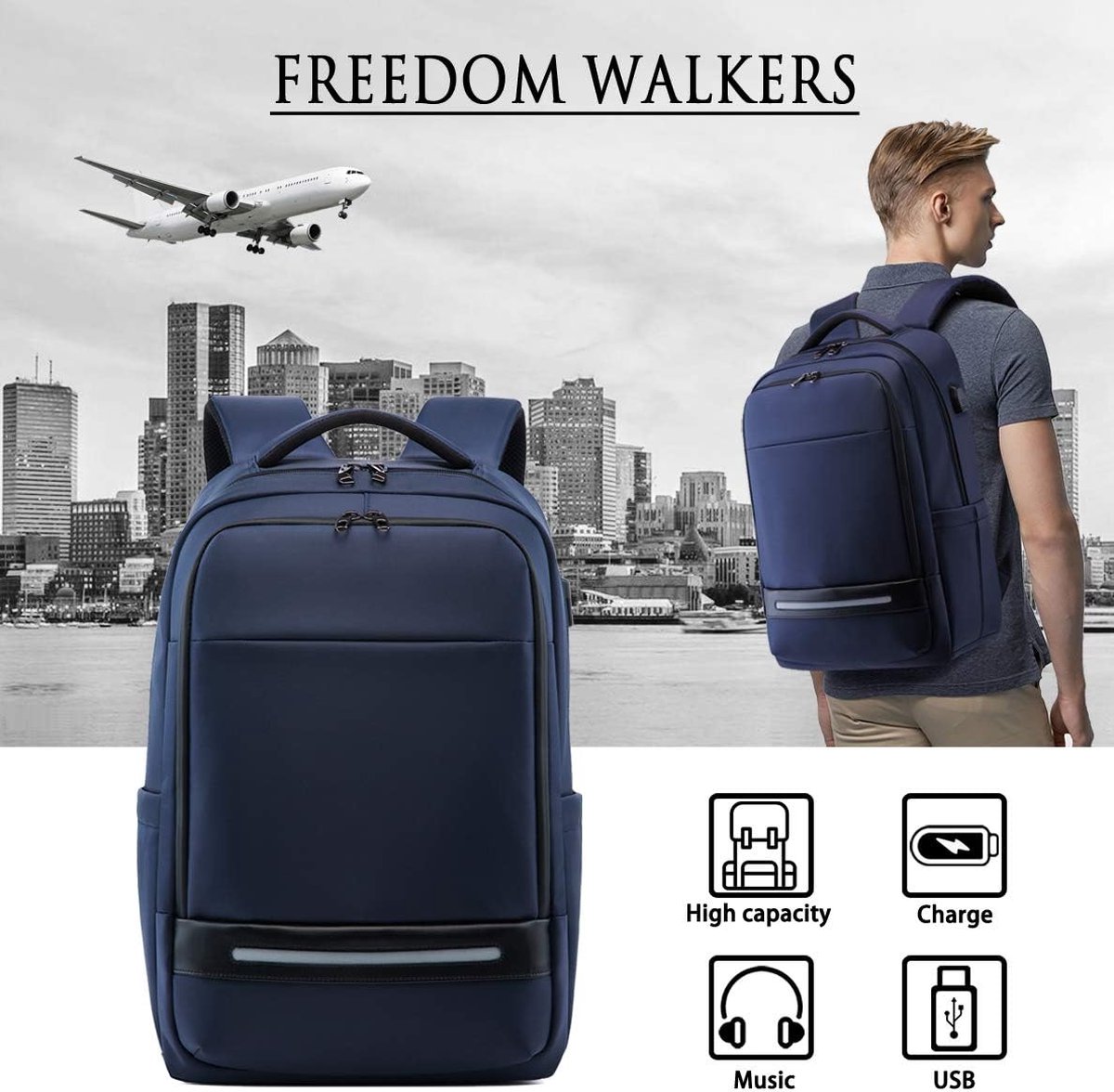 Sac à Dos Ordinateur Portable 17 Pouces Imperméable Antivol - Grande Capacité Avec Port USB, Parfait Pour Voyage, Bureau, Études Homme/Femme