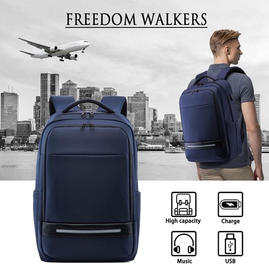 Sac à dos pour ordinateur portable de voyage, résistant à l'eau, antivol, avec p