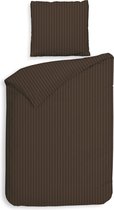 Heckettlane Dekbedovertrek Satin-Stripe - Effen Bedlinnen - 155x220 - Bruin - Dekbedhoes van 100% Katoen-Satijn