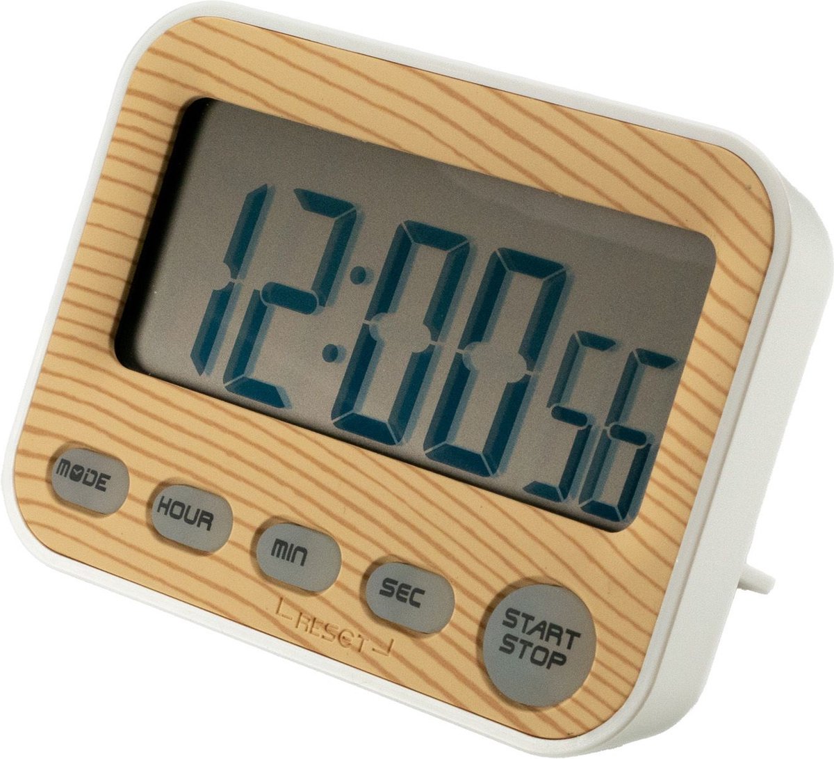 Intirilife Digitale timer in bruin – keukenklok kookwekker kookwekker in houtlook met LCD-display – stopwatch keukentimer wekker alarm klok kookklok