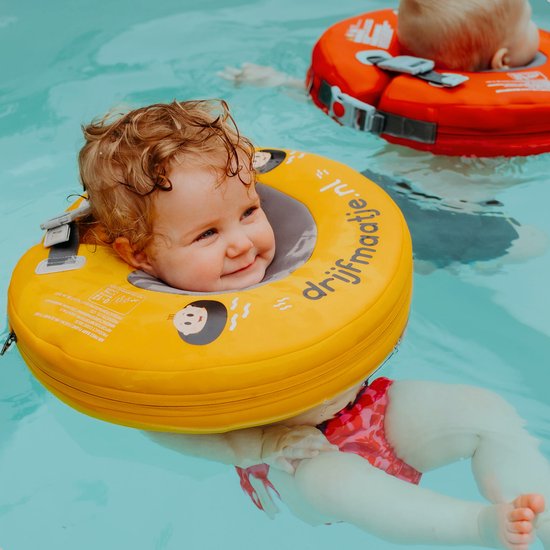 baby zwemband - drijfmaatje Maat M - nekring - baby float - zwemkraag - babyzwemmen - lekvrij - 0-12 maanden - Geel - drijfmaatje.nl